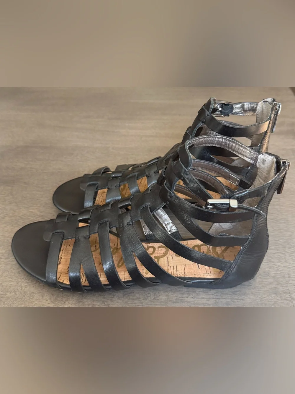 Sam Edelman Black Leather Strappy Gladiator Sandals - Women's Size 8